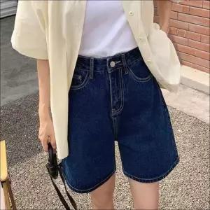 셀럽하우스 여성 청반바지 데님 반바지 하이웨스트 5부 청바지 연청 진청