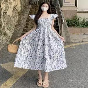 셀럽하우스 여름 스모크밴딩 러블리 어깨프릴 비치룩 썸머원피스