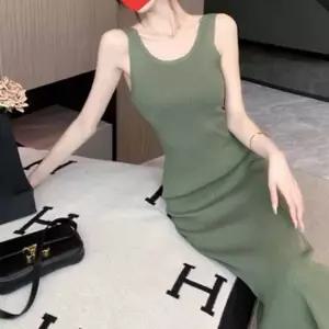 셀럽하우스 여자 민소매 나시 여름 니트 롱원피스 백트임 슬림핏