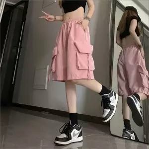 셀럽하우스 여자 허리밴딩 편한 여름 카고 반바지 포켓팬츠 5부