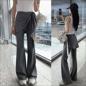 셀럽하우스 여자 힙가려주는 랩스커트 일체형 부츠컷 밴딩 팬츠 나팔바지
