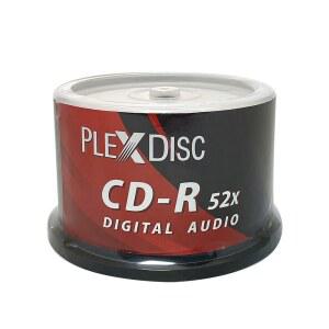 PLEXDISC TY 시리즈 블루 CD-R 52X 700MB 음악 디지털 오디오 화이트 잉크젯 허브 인쇄 가능 레코딩 미디어 디스크 - 50PK 케이크 박스 669-214-Y-BX 50개