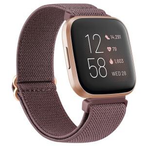 Fitbit Versa 1 2 Lite 용 나일론 루프 스트랩 스마트 시계 탄성 밴드 교체 소프트 통기성 스포츠 벨트 Cor