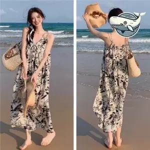 여름 바캉스 여성 루즈핏 플라워 원피스 수영장 원피스 롱원피스 비치원피스