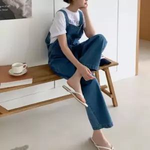 다솜결 멜빵바지 빅사이즈 데님 멕포켓 여성 점프슈트 여자멜빵바지 여자점프슈트