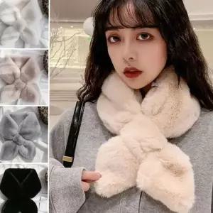 데일리 여성 쁘띠 목도리 리본 여성 퍼 머플러 겨울 스카프