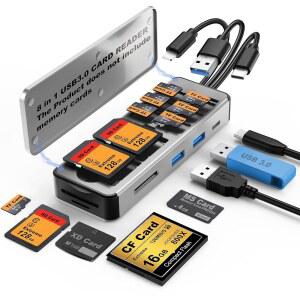 8IN1 멀티 SD 카드 리더 어댑터 알루미늄 수납함 /TF /CF /MS /XD /CFAST /메모리 스틱 프로 듀오 USB3.0 C&A 포트 휴대폰 /패드 /PC /노트북 애플리케이션 필요 없음 플러그 앤 플레이