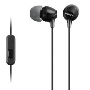 마이크 블랙이 장착된 소니 MDREX15AP 인이어 이어버드 헤드폰(MDREX15AP / B)