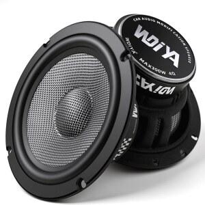 WDiYA 업그레이드 6.5인치 차량용 미드레인지 스피커, 300W 피크 파워 카본 파이버 콘, 4옴 미드베이스 스테레오 오디오 u2013 고감도, 충격 방지 디자인(페어)