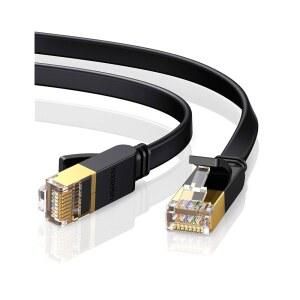 UGREEN CAT 7 이더넷 케이블 10GBPS 고속 100% 순수 구리선 및 금도금 커넥터가 있는 15FT 평면 디자인 게이밍 PS5/4/3 XBOX PC 노트북 모뎀 라우터와 호환 가능