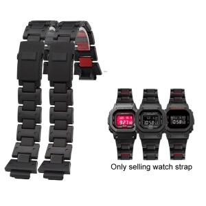 카시오 스트랩 G-SHOCK GA-2100 DW5600 GW-M5610/B5600 검정색 플라스틱 스틸 시계 밴드 남성용 스포츠 교