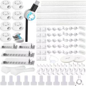 ELII 328Pcs 케이블 관리 키트 8개의 마그네틱 클립 69개의 접착 홀더 4개의 슬리브 분할 22개의 재사용