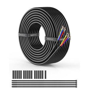 NAOEVO 16 게이지 와이어 4 도체 와이어 AWG 코어 스트랜드 PVC 케이블 주석 도금 구리 / 저전압 12V 자동차 트레일러 배선용 유연한 연장 코드 램프 해상 RGB 케이블 (30FT)