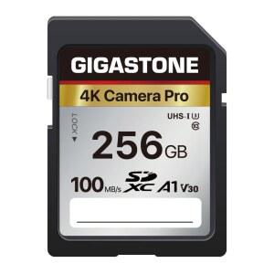 5년 데이터 복구 기가스톤 256GB SD 카드 4K 카메라 프로 캐논 디지털 카메라와 호환되는 A1 V30 SDXC 메모리 카드 UHD 비디오 미니 케이스 1개 포함
