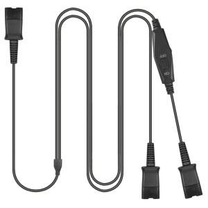 모든 Plantronics와 호환되는 Training Y 스플리터 어댑터 케이블과 QD 헤드폰, 콜센터, 감독, 교육, PC, 유선 전화를 위한 인라인 볼륨 음소거 제어 기능이 있는 빠른 분리 헤드셋
