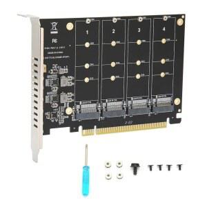 M.2 PCIE 어댑터 카드, 4포트 NVMe SSD에서 X16 M 키 하드 드라이브 컨버터 리더 확장 카드 PC 내부 어댑터(ph44)