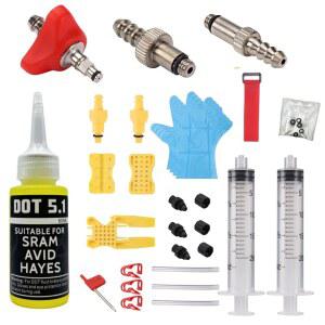 모든 SRAM 시리즈를 위한 Avid 자전거 브레이크 블리드 키트. 금속 어댑터와 60ML 고성능 닷 5.1 유체를 포함한 유압