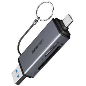 BENFEI SD 카드 리더 USB C에서 마이크로 메모리 어댑터 듀얼 슬롯 아이폰호환 15 PRO /MAX 애플호환 /AIR 2023 아이패드호환 PRO IMAC S23 XPS 17 SURFACE BOOK 3 등과 호환됩니다