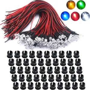 12볼트 5mm 프리 유선 LED 발광 다이오드 모델 모음 키트용 마이크로 조명 12V 미니 싱글 전구 레드*10