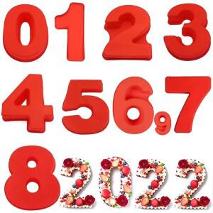 10 인치 대형 번호 케이크 금형/팬 0/1/2/3/4/5/6/7/8 실리콘 퐁당 금형 장식
