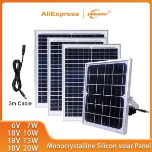 Jsdsolar 단결정 실리콘 태양 전지 패널  야외 캠핑용 휴대용 PV 3m 케이블 포함  6V  7W  18V  10 15 20W