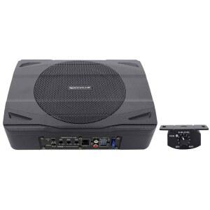 Rockville SS8P 400W 8인치 슬림 언더시트 액티브 서브우퍼, 고수준 입력, 주조 알루미늄 인클로저, 자동차/트럭 오디오 시스템용