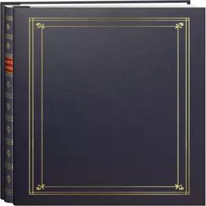 파이오니어 사진 4 x 6 인치 프린트용 골드 액센트가 있는 200 포켓 포스트 바운드 베이 블루 가죽 앨범