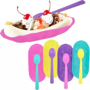 사막 요리 스크림 순대 과일 그릇 브라우니 스낵 트레이 BPA 프리로 사용할 수 있는 색상 매칭 스푼이
