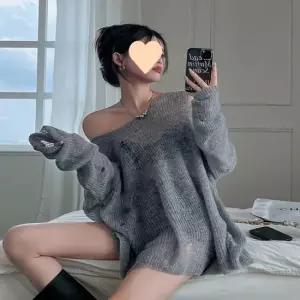 친절한탄씨 2색 롱 시스루 비치는 니트 루즈핏 티셔츠 긴팔 여름 여름긴팔티 박스니트티 여리여리니트