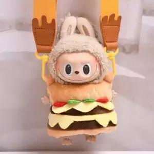 7cm 라부부 옷 버거 테이크아웃 가방 배낭 스탠딩 플러시 인형 액세서리 디자이너 의상 세트