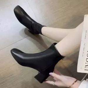 여성 사선 라인 하이힐 앵클 부츠 굽 높은 가죽 슈즈 여성구두 여성부츠 롱부츠 미들부츠