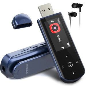 블루투스 5.3이 장착된 RUIZU 64GB USB MP3 플레이어 스포츠 러닝용 클립 잼 휴대용 음악 FM 라디오가 플레이어 스틱 음성 녹음기 디지털 오디오 셔플 반복 전화 파일 전송