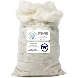 램스울 내추럴 화이트 클린 플러피 클래식 섬유 장난감 스터핑 및 충전, 1LB