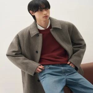 드로우핏 헤링본 체크 울 발마칸 코트 [BROWN] 겨울 싱글코트 DFCT3403BR 3614230