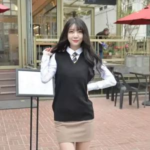 블랙 롱조끼 교복조끼 여자