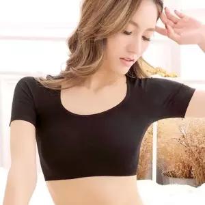 여자 얇은 통기성 좋은 겨땀 패드 내장 숏탑 크롭탑 땀패치 겨땀방지 (WAE59E3)