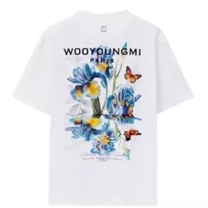 우영미 플라워 백로고 반팔 티셔츠 화이트 W261TS06701W