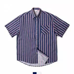 TBZ 스트라이프 오버핏 린넨 반팔셔츠 여름셔츠 스트라이프남방