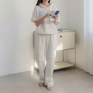 여자 바지 반소매 SS 후디 코지 넓은 세트