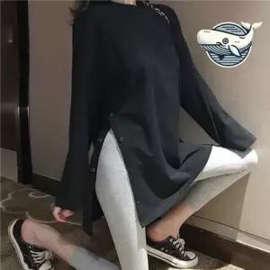 세련된 스트릿패션 루즈핏 롱티셔츠 청바지 목폴라티 여성폴라티 여자목티 반목티