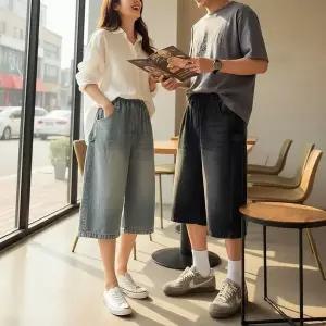 [하프클럽/]여자 고무줄 빅사이즈 진 캐쥬얼 체형커버 팬츠