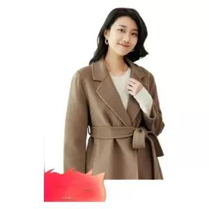 반코트 핸드메이드 벨트 하프코트 벨티드 울 따뜻한 자켓 패션 데일리