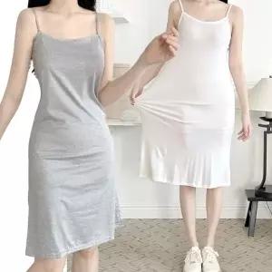 롱 민소매 H라인 여성 무지 끈나시 원피스 슬립 이너 쿨소재원피스