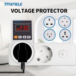 방충망 테이프 자동 전압 보호기 소켓 AC 220V 조정 가능한 16A 전원 서지 EU 플러그 안전 냉장고 보호