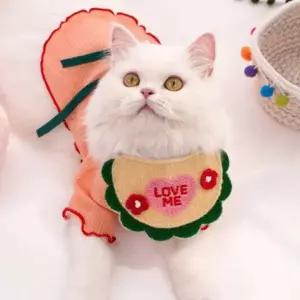 고양이 반려견 니트 턱받이 스카프 귀여운 케이프