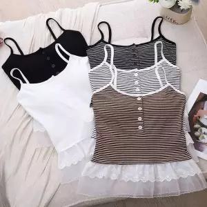 5컬러 러블리 썸머 프릴 레이스 레이어드 끈나시티