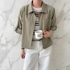 여성 린넨 집업 카라 포켓 8부 긴팔 여름 재킷