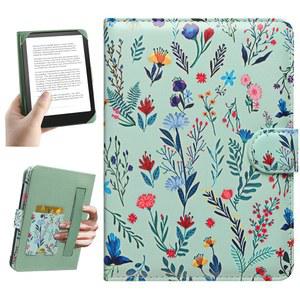 KOBO / VOYAGA 포켓북 TOLINO 전자책 리더기와 호환되는 6인치 킨들 리더기용 HOYIXI 유니버설 케이스 내장 카드 슬롯이 있는 리더 보호 커버 플라워