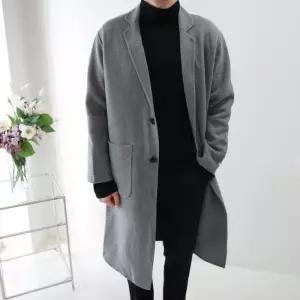 [엠클로]남자 오버핏 핸드메이드 싱글 울 롱코트 (1color)