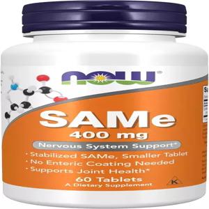 NOW 식품 보충제 SAMe(S아데노실L메티오닌) 400mg 신경계 지원X 60정